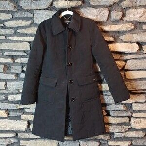 Ellen Tracy black long trench coat jacket sz XS